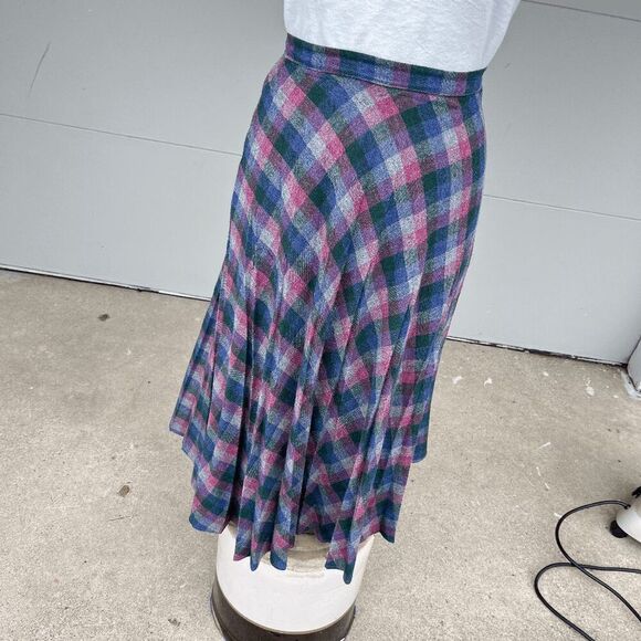 Vintage 50s Lady Copley Purple Plaid Light-Weight Wool Skirt Union Made - Picture 7 of 9